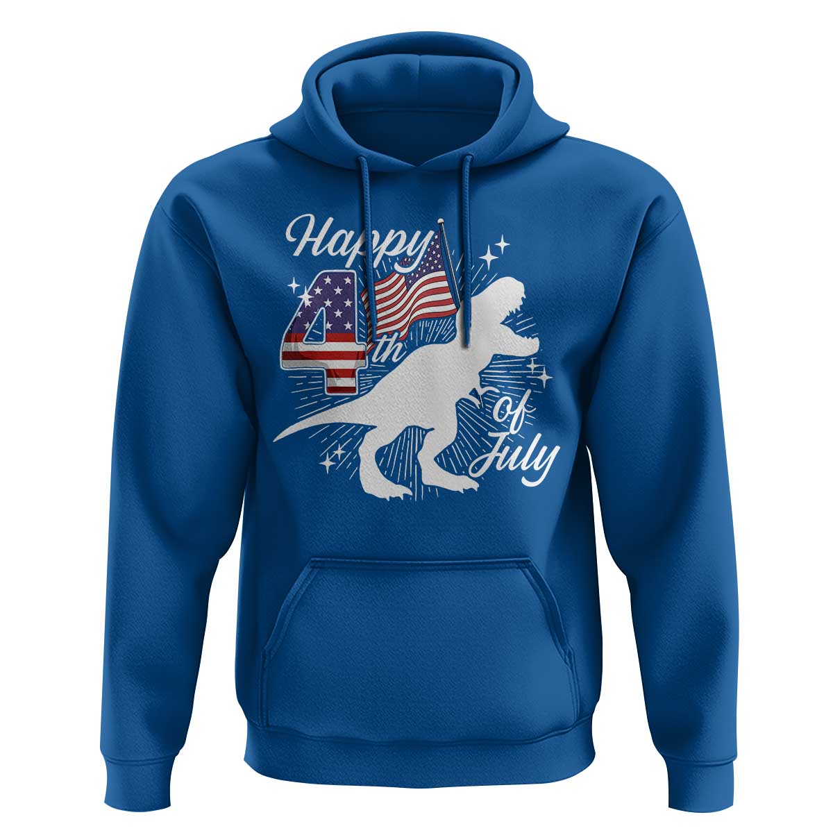 Dinosaur Happy 4th of July Hoodie Patriotic American Flag USA - Wonder Print Shop