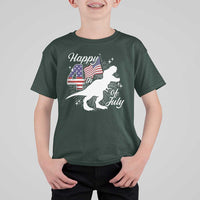 Dinosaur Happy 4th of July T Shirt For Kid Patriotic American Flag USA - Wonder Print Shop
