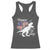 Dinosaur Happy 4th of July Racerback Tank Top Patriotic American Flag USA - Wonder Print Shop