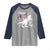 Dinosaur Happy 4th of July Raglan Shirt Patriotic American Flag USA - Wonder Print Shop