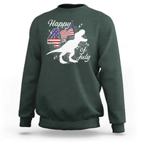 Dinosaur Happy 4th of July Sweatshirt Patriotic American Flag USA - Wonder Print Shop