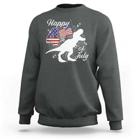Dinosaur Happy 4th of July Sweatshirt Patriotic American Flag USA - Wonder Print Shop