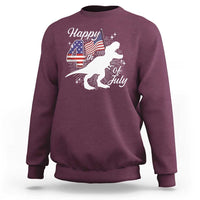 Dinosaur Happy 4th of July Sweatshirt Patriotic American Flag USA - Wonder Print Shop