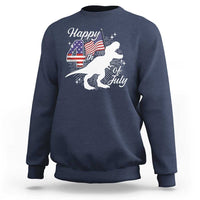 Dinosaur Happy 4th of July Sweatshirt Patriotic American Flag USA - Wonder Print Shop