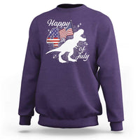 Dinosaur Happy 4th of July Sweatshirt Patriotic American Flag USA - Wonder Print Shop
