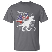 Dinosaur Happy 4th of July T Shirt Patriotic American Flag USA - Wonder Print Shop