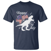 Dinosaur Happy 4th of July T Shirt Patriotic American Flag USA - Wonder Print Shop