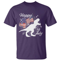 Dinosaur Happy 4th of July T Shirt Patriotic American Flag USA - Wonder Print Shop