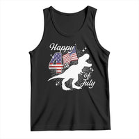 Dinosaur Happy 4th of July Tank Top Patriotic American Flag USA - Wonder Print Shop
