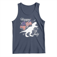 Dinosaur Happy 4th of July Tank Top Patriotic American Flag USA - Wonder Print Shop