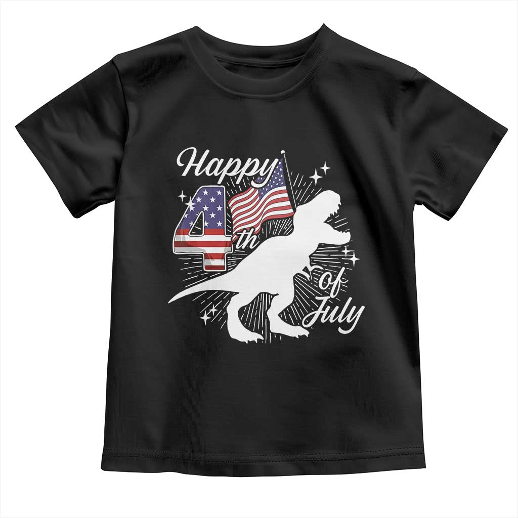 Dinosaur Happy 4th of July Toddler T Shirt Patriotic American Flag USA - Wonder Print Shop