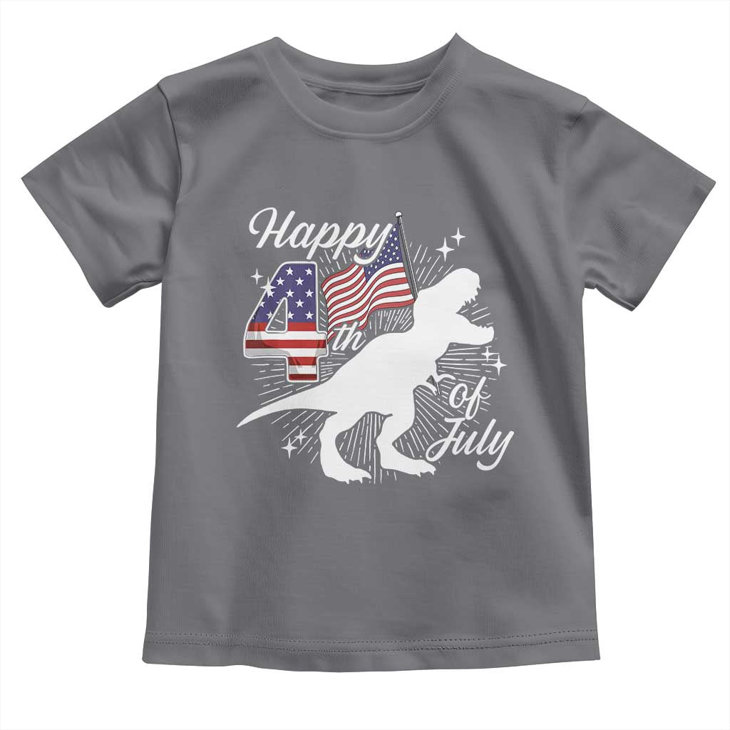 Dinosaur Happy 4th of July Toddler T Shirt Patriotic American Flag USA - Wonder Print Shop