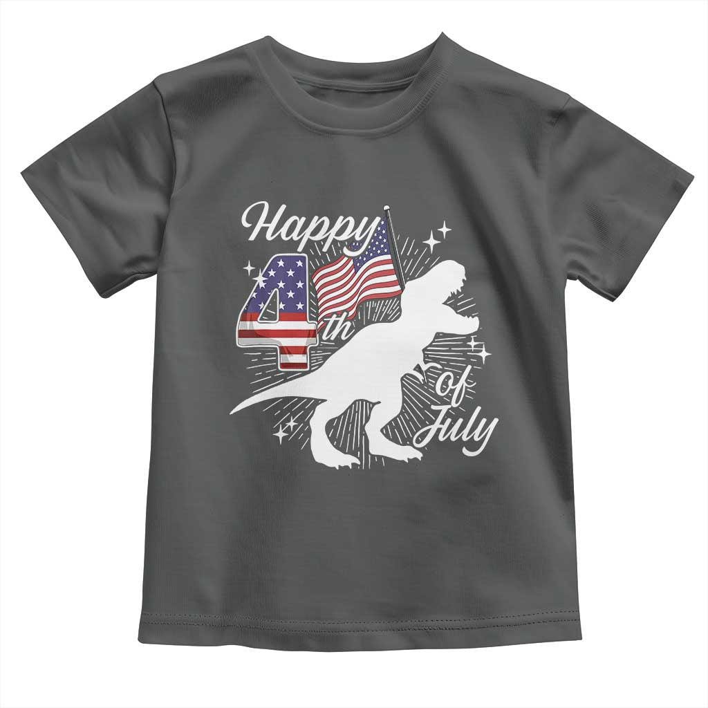 Dinosaur Happy 4th of July Toddler T Shirt Patriotic American Flag USA - Wonder Print Shop