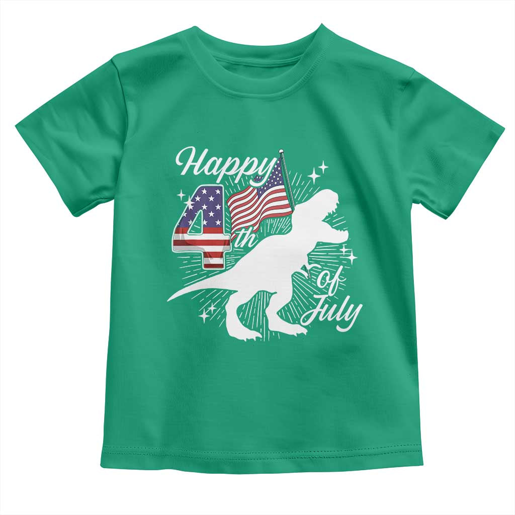 Dinosaur Happy 4th of July Toddler T Shirt Patriotic American Flag USA - Wonder Print Shop