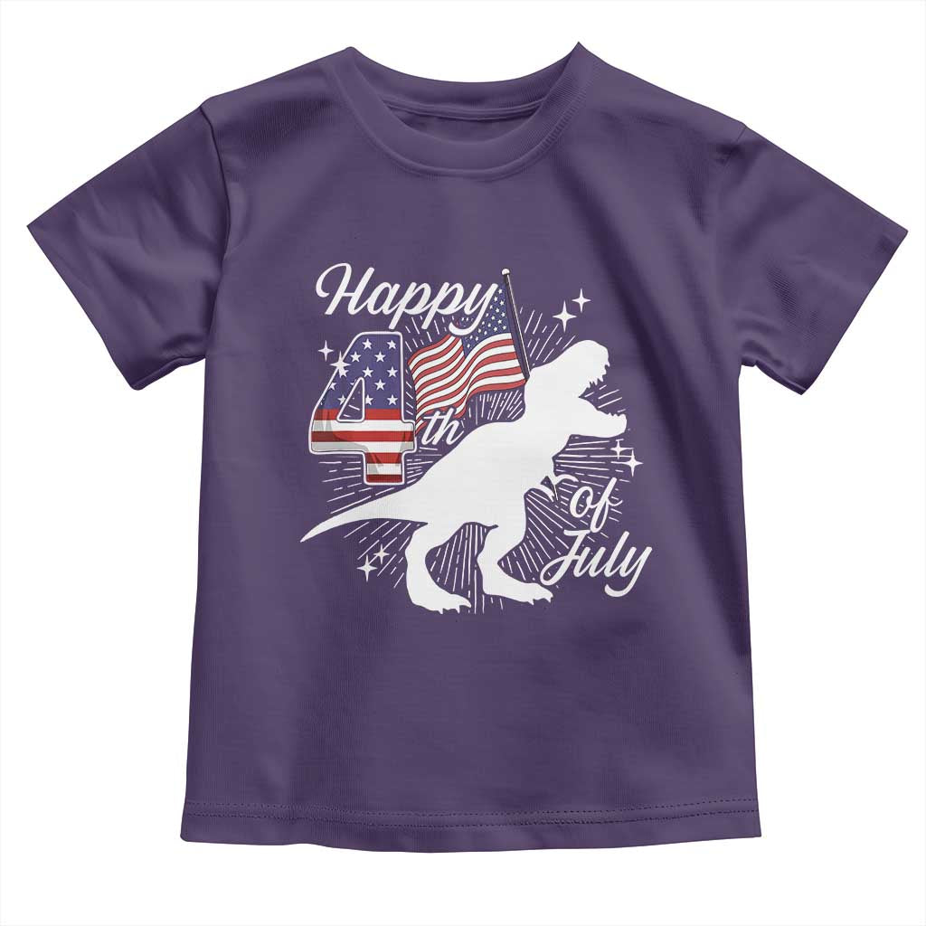 Dinosaur Happy 4th of July Toddler T Shirt Patriotic American Flag USA - Wonder Print Shop