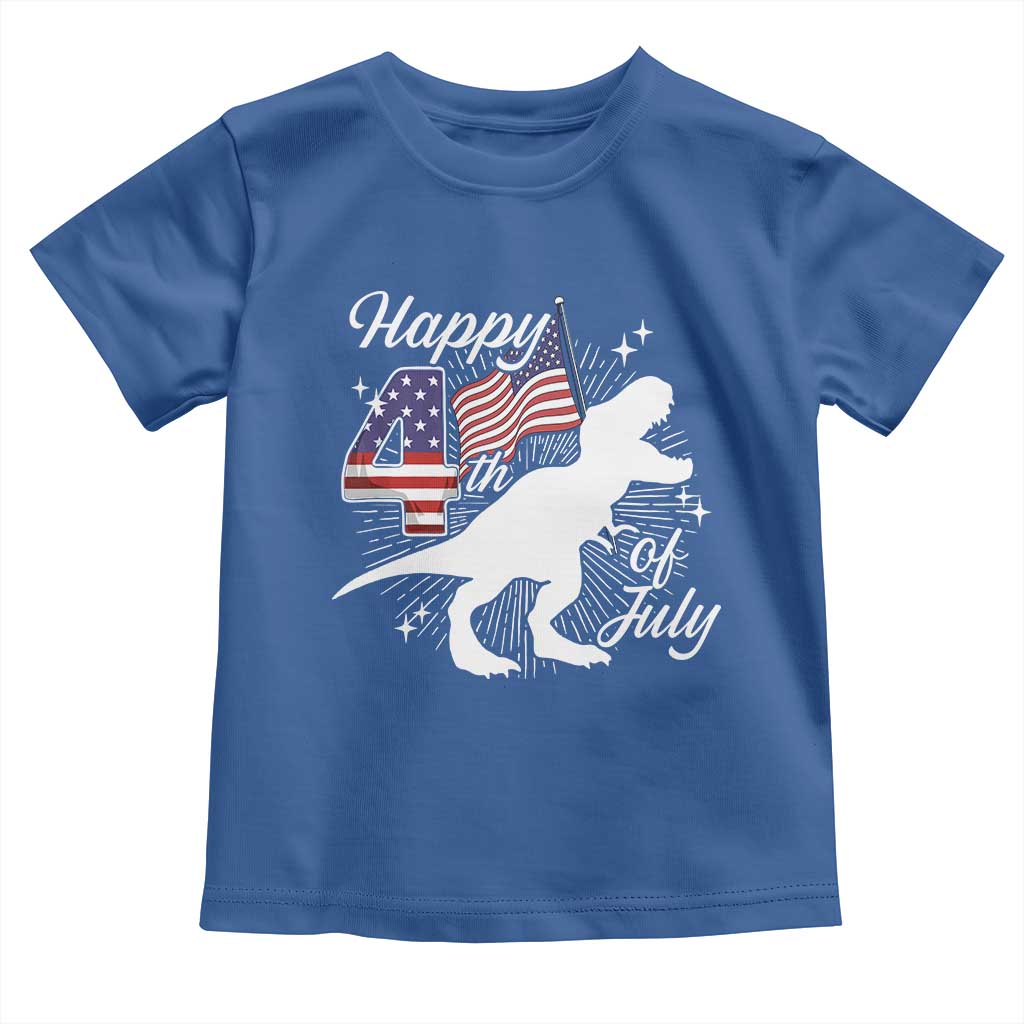 Dinosaur Happy 4th of July Toddler T Shirt Patriotic American Flag USA - Wonder Print Shop