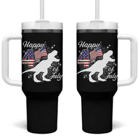 Dinosaur Happy 4th of July Tumbler With Handle Patriotic American Flag USA - Wonder Print Shop