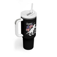 Dinosaur Happy 4th of July Tumbler With Handle Patriotic American Flag USA - Wonder Print Shop