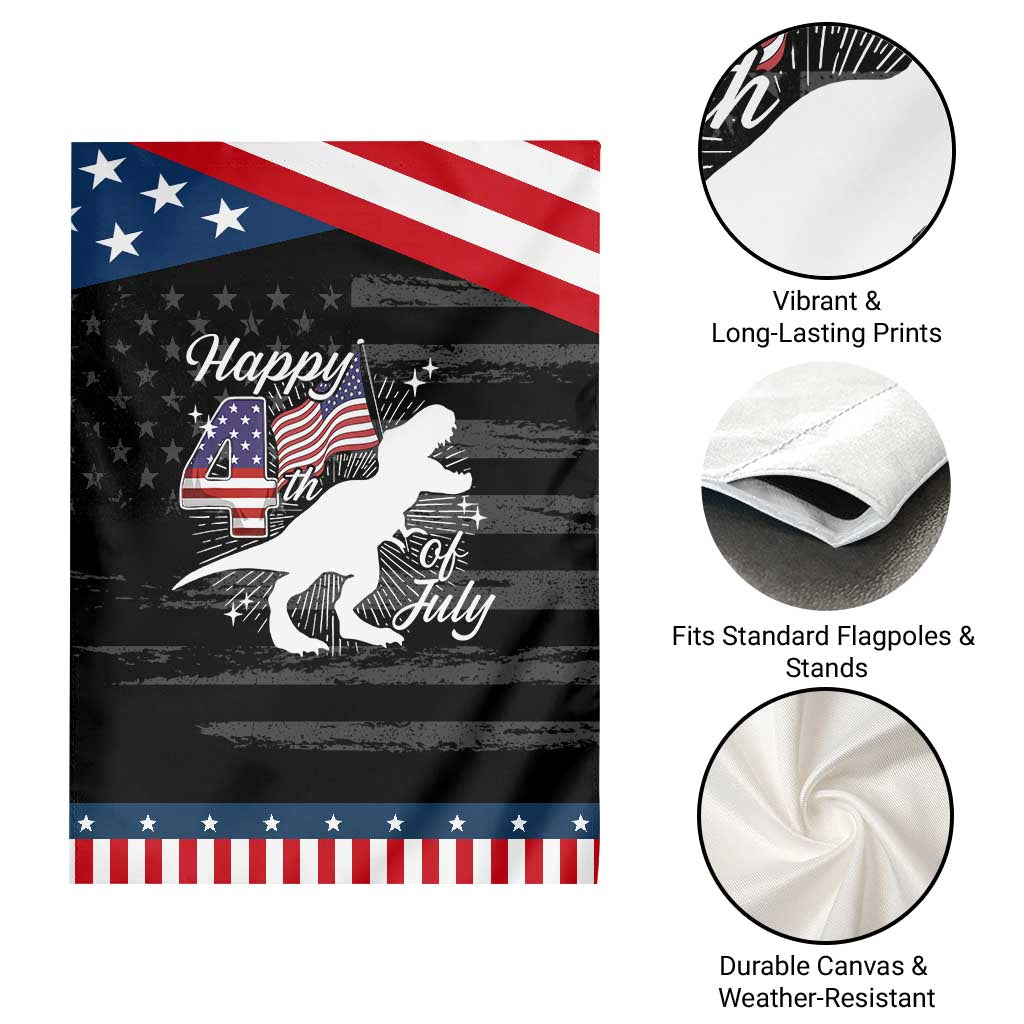 Dinosaur Happy 4th of July Garden Flag Patriotic American Flag USA