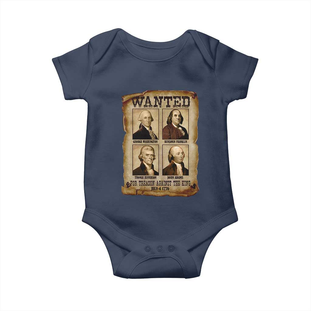 Wanted Treason Founding Fathers 1776 Baby Onesie 4th Of July Independence Day - Wonder Print Shop