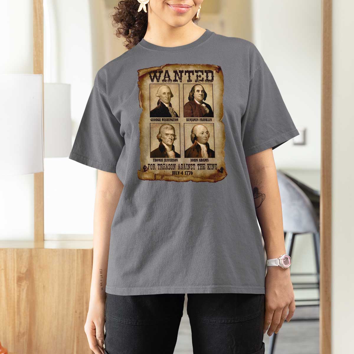 Wanted Treason Founding Fathers 1776 T Shirt For Women 4th Of July Independence Day - Wonder Print Shop