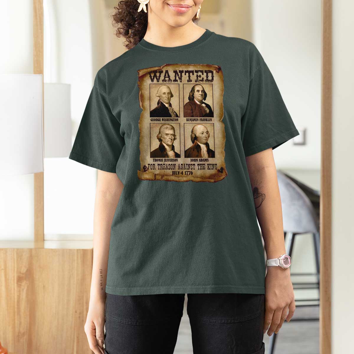 Wanted Treason Founding Fathers 1776 T Shirt For Women 4th Of July Independence Day - Wonder Print Shop