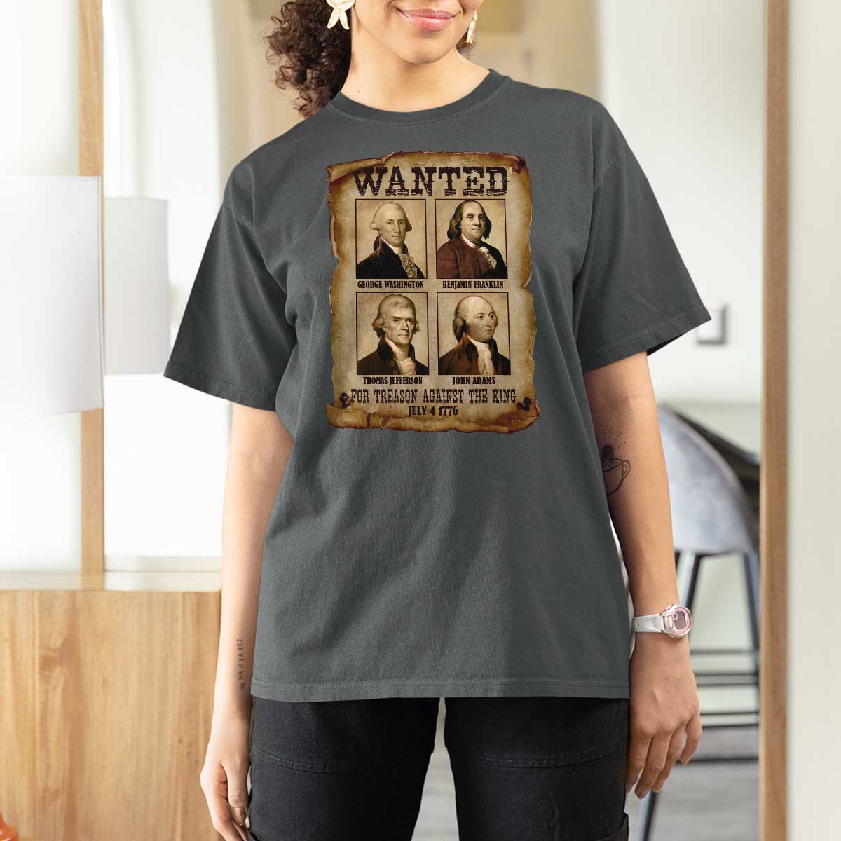 Wanted Treason Founding Fathers 1776 T Shirt For Women 4th Of July Independence Day - Wonder Print Shop
