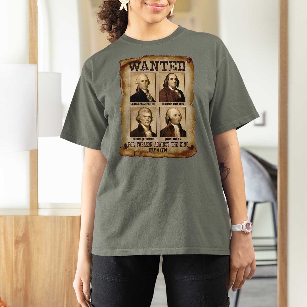 Wanted Treason Founding Fathers 1776 T Shirt For Women 4th Of July Independence Day - Wonder Print Shop
