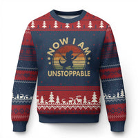 Retro Now I Am Unstoppable Ugly Christmas Sweater Funny Dinosaur Dino Gifts Vintage