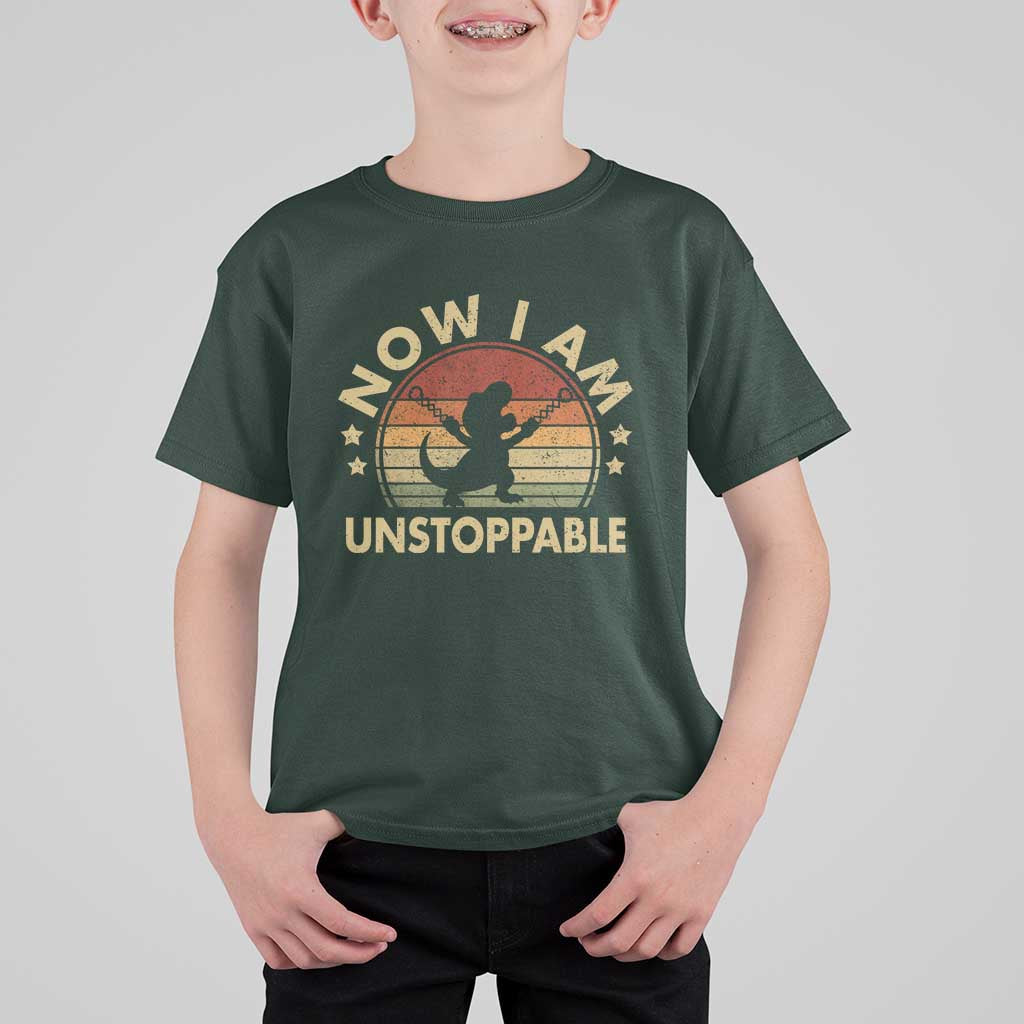 Retro Now I Am Unstoppable T Shirt For Kid Funny Dinosaur Dino Gifts Vintage