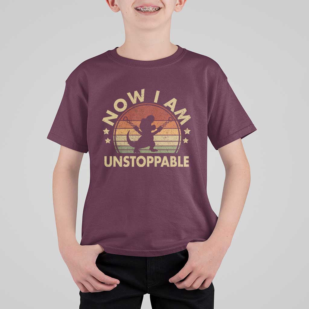 Retro Now I Am Unstoppable T Shirt For Kid Funny Dinosaur Dino Gifts Vintage