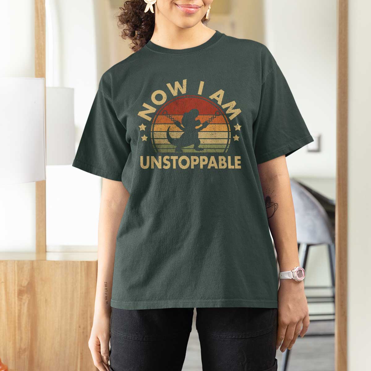 Retro Now I Am Unstoppable T Shirt For Women Funny Dinosaur Dino Gifts Vintage
