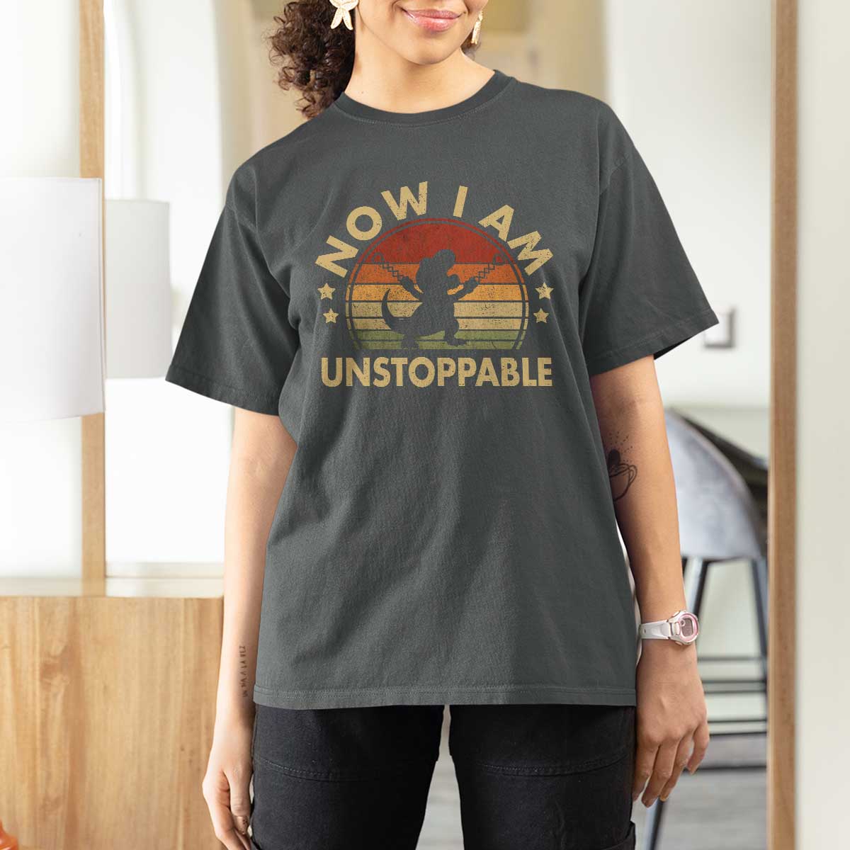 Retro Now I Am Unstoppable T Shirt For Women Funny Dinosaur Dino Gifts Vintage
