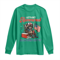 Lets Get Hammered and Blow Some Shit Up Long Sleeve Shirt Raccoon 4th Of July America - Wonder Print Shop