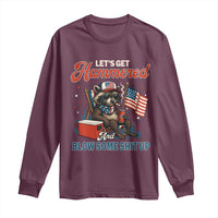 Lets Get Hammered and Blow Some Shit Up Long Sleeve Shirt Raccoon 4th Of July America - Wonder Print Shop