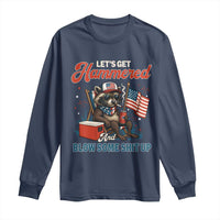 Lets Get Hammered and Blow Some Shit Up Long Sleeve Shirt Raccoon 4th Of July America - Wonder Print Shop