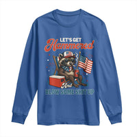Lets Get Hammered and Blow Some Shit Up Long Sleeve Shirt Raccoon 4th Of July America - Wonder Print Shop