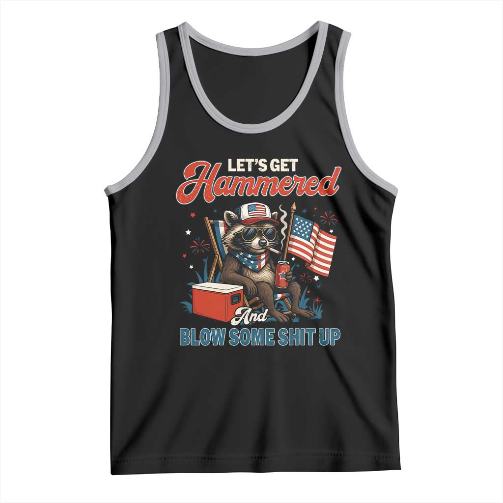 Lets Get Hammered and Blow Some Shit Up Tank Top Raccoon 4th Of July America - Wonder Print Shop