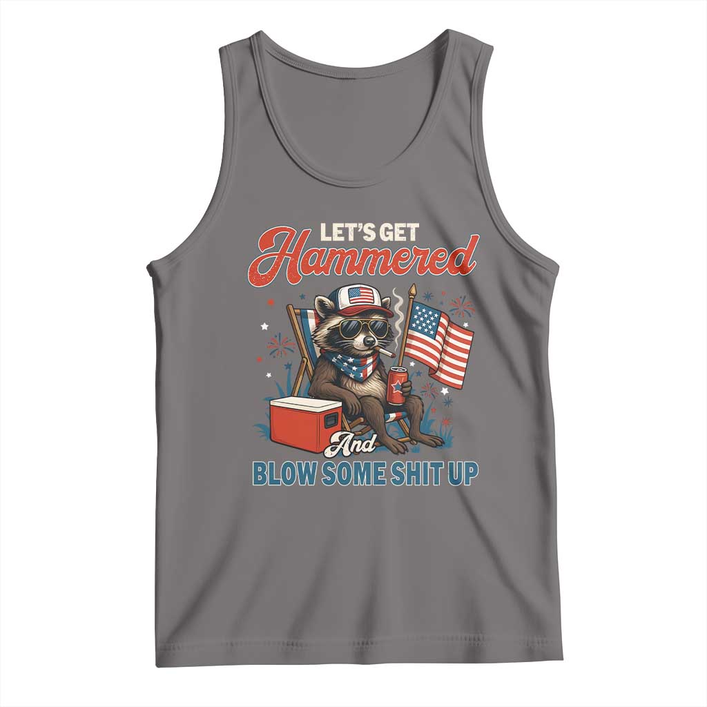 Lets Get Hammered and Blow Some Shit Up Tank Top Raccoon 4th Of July America - Wonder Print Shop