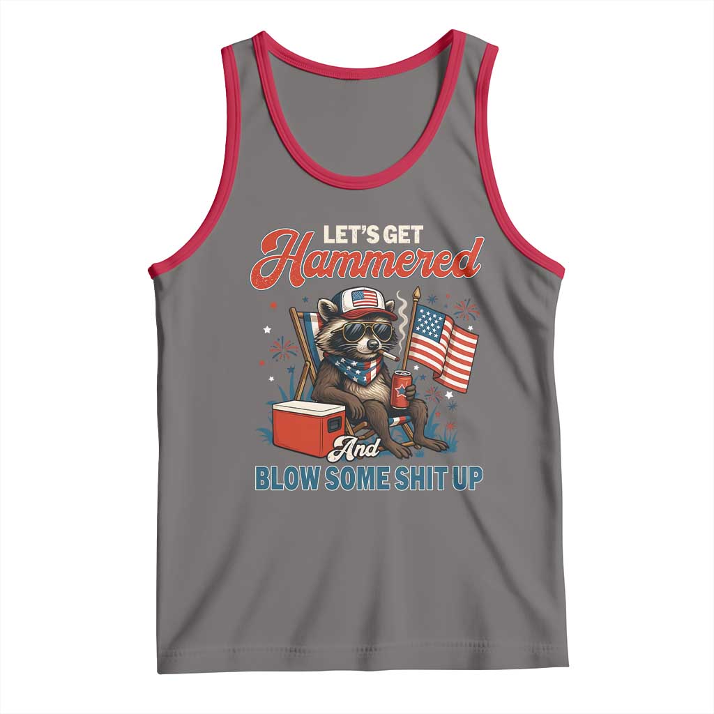 Lets Get Hammered and Blow Some Shit Up Tank Top Raccoon 4th Of July America - Wonder Print Shop