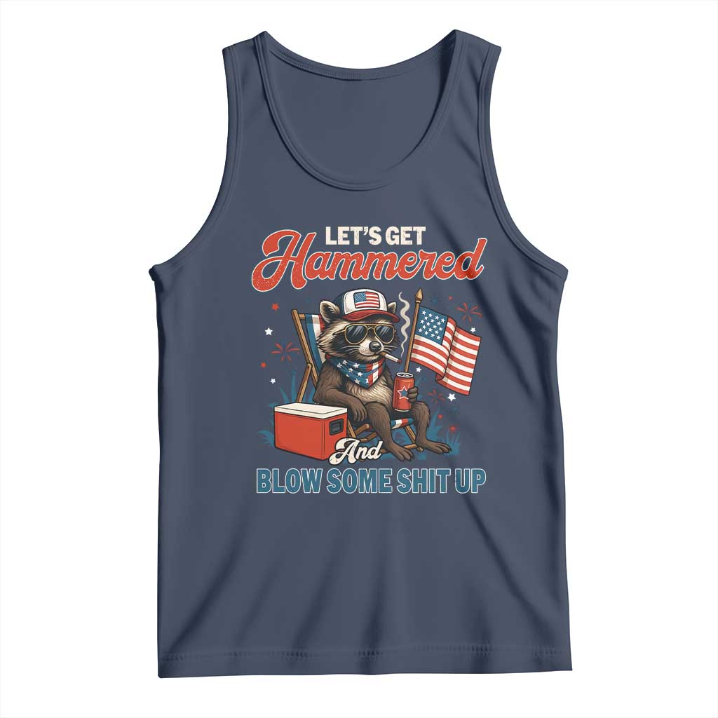 Lets Get Hammered and Blow Some Shit Up Tank Top Raccoon 4th Of July America - Wonder Print Shop