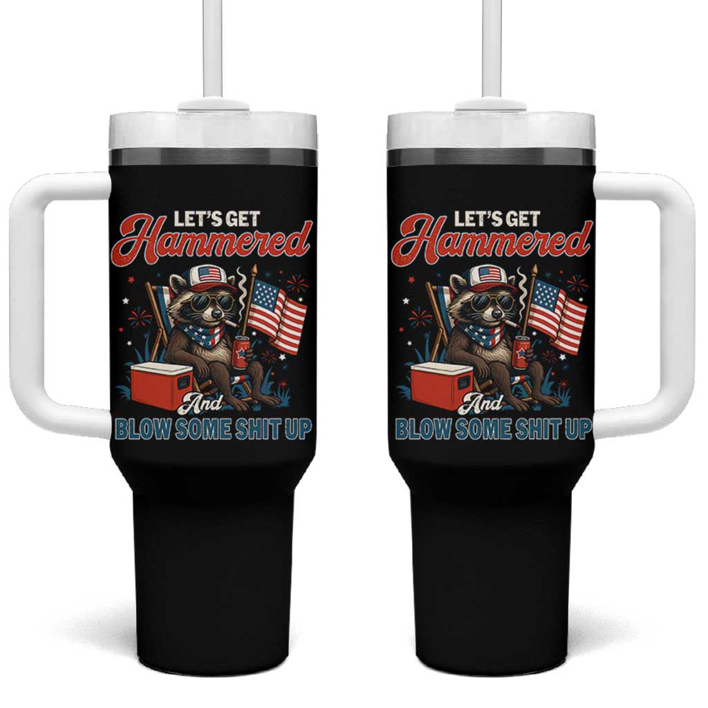 Lets Get Hammered and Blow Some Shit Up Tumbler With Handle Raccoon 4th Of July America - Wonder Print Shop