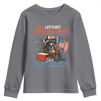 Lets Get Hammered and Blow Some Shit Up Youth Sweatshirt Raccoon 4th Of July America - Wonder Print Shop