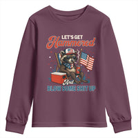 Lets Get Hammered and Blow Some Shit Up Youth Sweatshirt Raccoon 4th Of July America - Wonder Print Shop