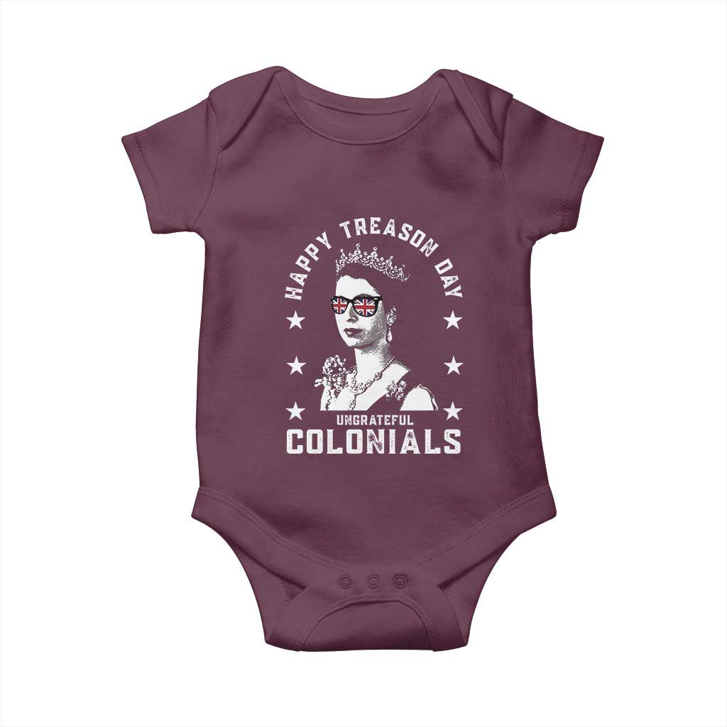 Happy Treason Day Baby Onesie British Queen Funny July 4th Colonial Meme - Wonder Print Shop