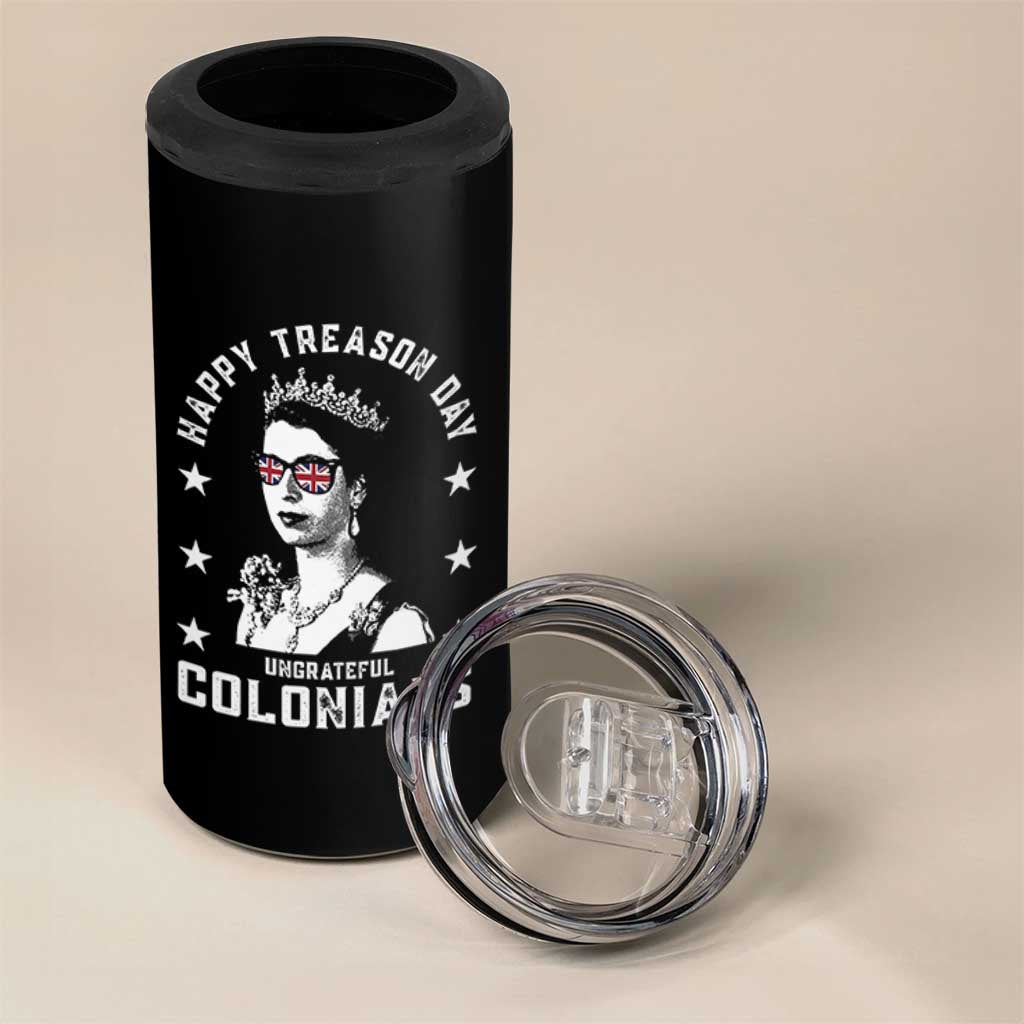 Happy Treason Day 4 in 1 Can Cooler Tumbler British Queen Funny July 4th Colonial Meme - Wonder Print Shop