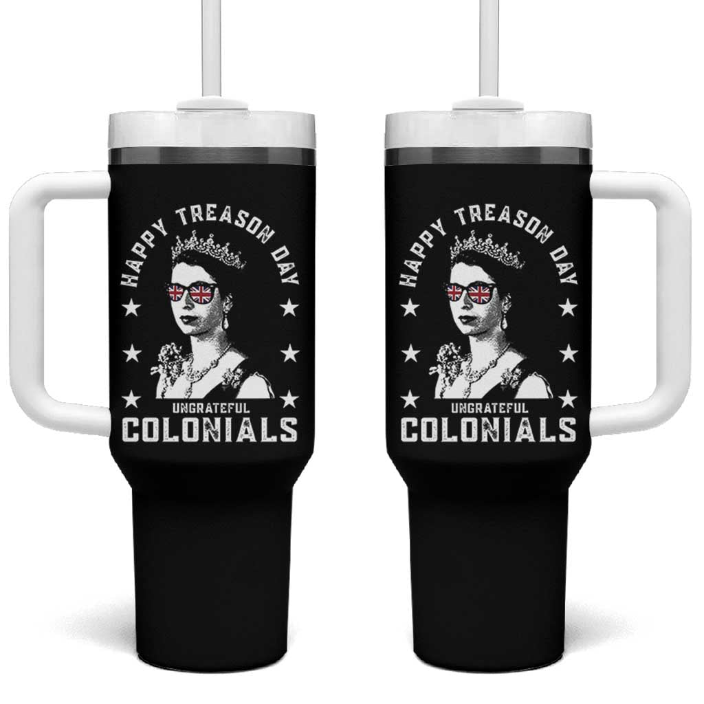Happy Treason Day Tumbler With Handle British Queen Funny July 4th Colonial Meme - Wonder Print Shop