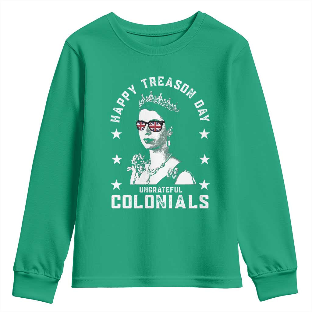Happy Treason Day Youth Sweatshirt British Queen Funny July 4th Colonial Meme - Wonder Print Shop