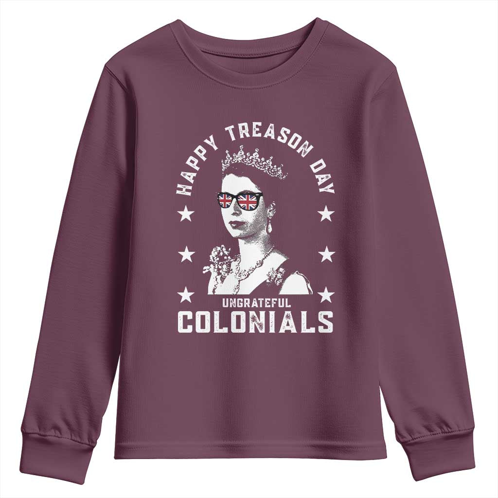 Happy Treason Day Youth Sweatshirt British Queen Funny July 4th Colonial Meme - Wonder Print Shop