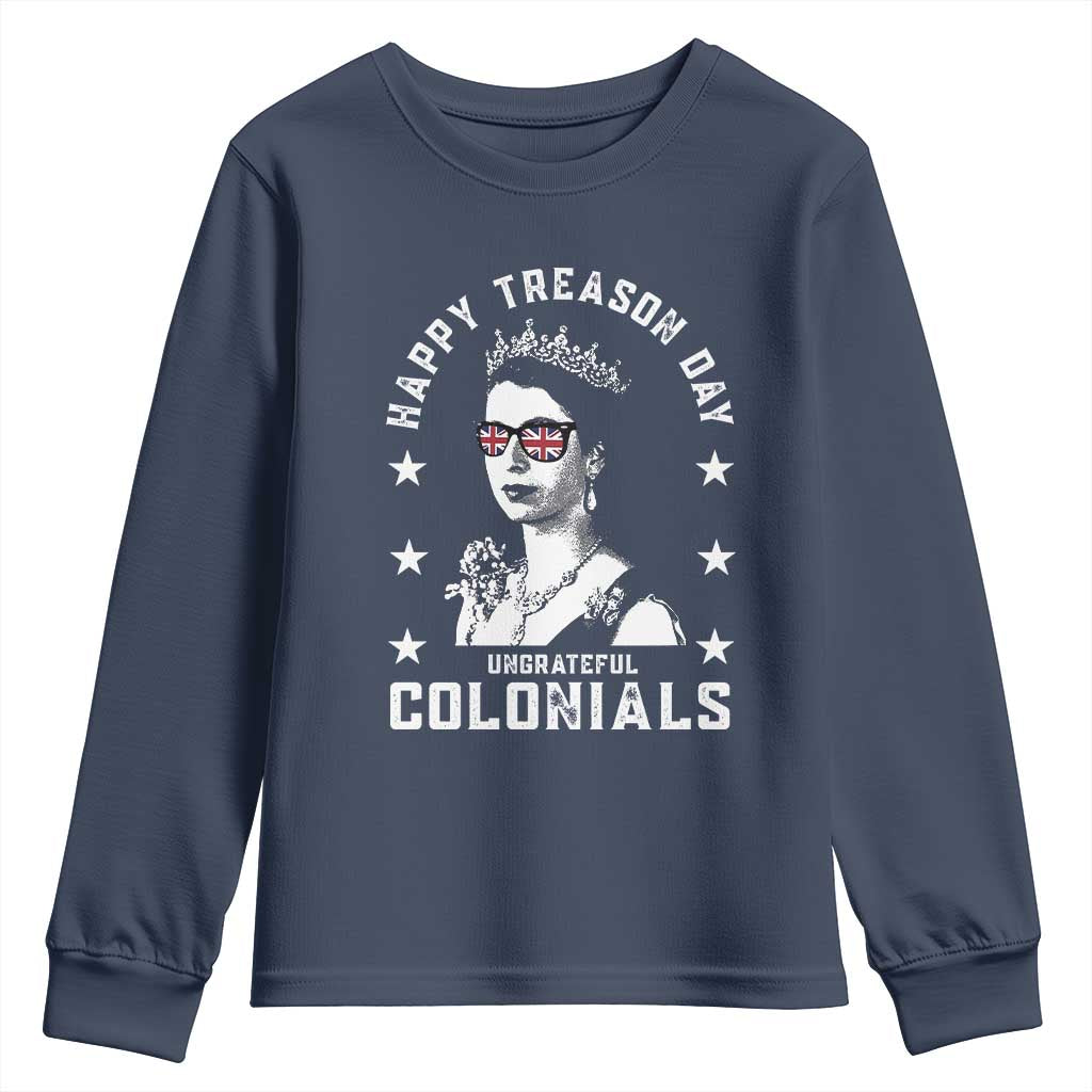 Happy Treason Day Youth Sweatshirt British Queen Funny July 4th Colonial Meme - Wonder Print Shop
